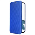 iPhone 14 Pro Flipfodral - Kolfiber - Blå