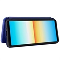 Sony Xperia 10 IV Flipfodral med Korthållare - Kolfiber - Blå