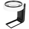 Fällbar Förstoringsglas med UV & LED-ljus 7018A - Svart / Vit