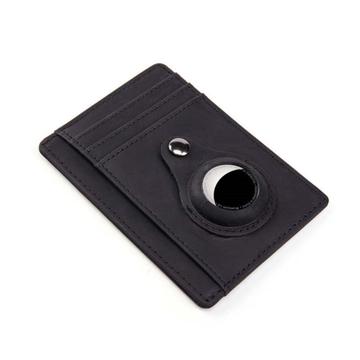 Airtag-kortfodral Plånbokshållare i äkta läder med kreditkortsstorlek Anti-Lost Wallet Card Tracker - Svart