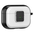 Apple AirPods Pro 2 Magnetisk laddning av hörlurar TPU-skal med spänne och karbinhake - Svart / vit