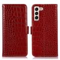 Crocodile Serie Samsung Galaxy S23+ 5G Läder Plånboksfodral med RFID - Röd