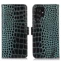Crocodile Serie Samsung Galaxy S23 Ultra 5G Läder Plånboksfodral med RFID - Grön