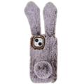 Furry Vinterkaninöron iPhone 14 Skal med Glitter - Brun
