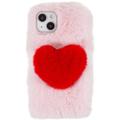 Plush Heart iPhone 14 TPU Skal - Rosa