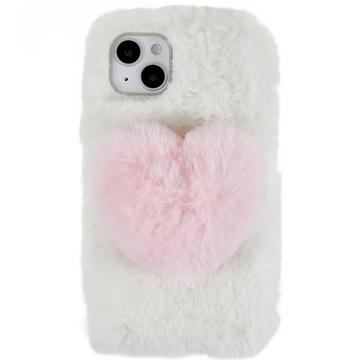 Plush Heart iPhone 14 Plus TPU Skal - Vit