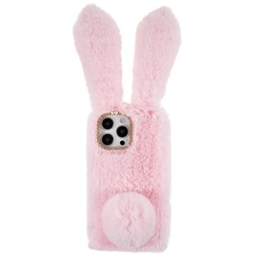 Furry Vinterkaninöron iPhone 14 Pro Max Skal med Glitter - Rosa