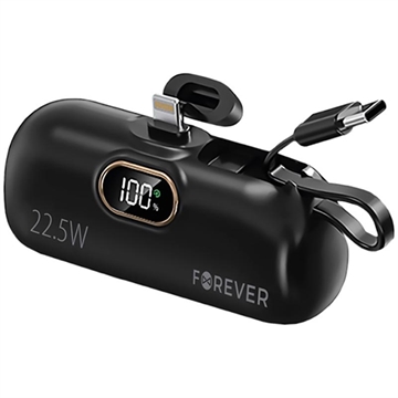 Forever MTB-100 Lightning Mini Power Bank 5000mAh - 22.5W - Svart