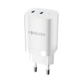Forever TC-05-35CC 35W GaN väggladdare - 2xUSB-C, Power Delivery, Quick Charge - vit