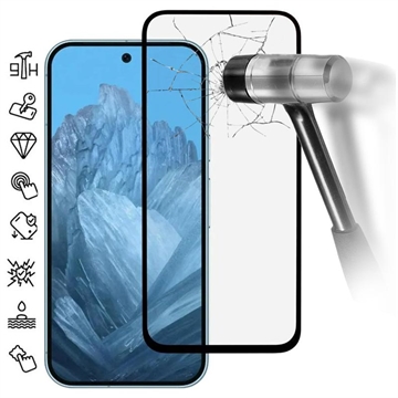 Google Pixel 9/9 Pro Heltäckande Härdat Glas Skärmskydd - 9H - Svart Kant