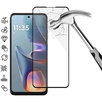 Motorola Moto E15 Heltäckande Härdat Glas Skärmskydd - 9H - Svart Kant