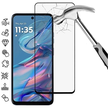 Motorola Moto G45 Heltäckande Härdat Glas Skärmskydd - 9H - Svart Kant