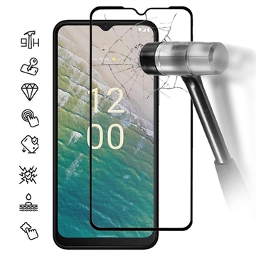 Nokia C32 Heltäckande Härdat Glas Skärmskydd - 9H - Svart Kant