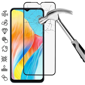 Oppo A18 Heltäckande Härdat Glas Skärmskydd - 9H - Svart Kant