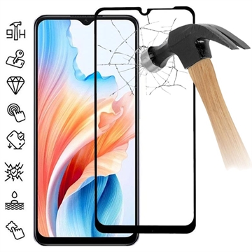 Oppo A59 Heltäckande Härdat Glas Skärmskydd - Svart Kant