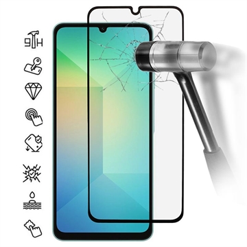 Samsung Galaxy A07 4G/A06 Heltäckande skärmskydd i härdat glas - 9H - Svart kant