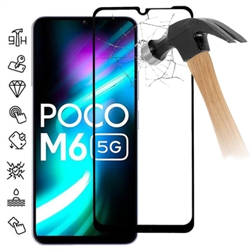 Xiaomi Poco M6 Heltäckande Härdat Glas Skärmskydd - 9H - Svart Kant