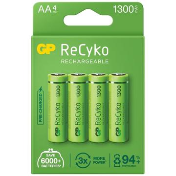 GP ReCyko 1300 Uppladdningsbara AA-batterier 1300mAh - 4 st.