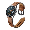 Huawei Watch GT Perforerad Äkta Läderrem - Brun