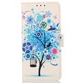 Glam Series Samsung Galaxy S21 FE 5G Plånboksfodral - Blommande Träd / Blå