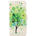 Glam Series Samsung Galaxy S21 FE 5G Plånboksfodral - Blommande Träd / Grön