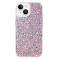iPhone 15 Glitter Flakes TPU-skal - Rosa