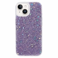 iPhone 15 Plus Glitter Flakes TPU-skal - Lila