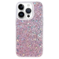 iPhone 15 Pro Glitter Flakes TPU-skal - Rosa