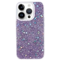 iPhone 15 Pro Glitter Flakes TPU-skal - Lila