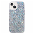 iPhone 15 Glitter Flakes TPU-skal - Silver