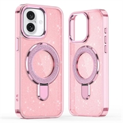 iPhone 17 Glitter Hybridskal med kickstand - MagSafe-kompatibel - Rosa