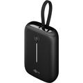 Goobay 10000mAh Powerbank med inbyggd USB-C-kabel - 20W - Svart