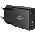 Goobay Slim USB-C PD GaN dubbel snabbladdare 30W - Svart