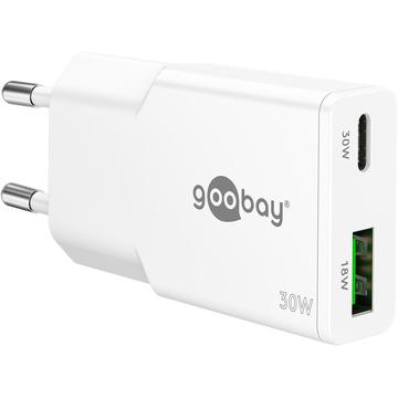 Goobay Slim USB-C PD GaN dubbel snabbladdare 30W