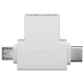 Goobay USB 3.0 till MicroUSB och USB-C T-Adapter - Vit