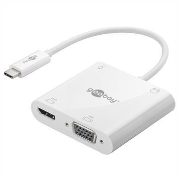 Goobay USB-C till HDMI/VGA Adapter - PD 100W - Vit