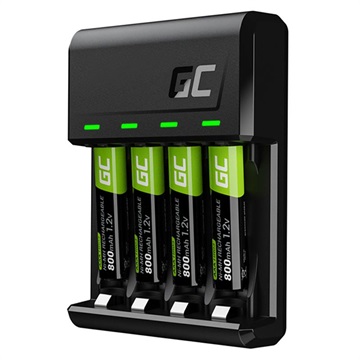Green Cell VitalCharger Batteriladdare med 4x AAA Laddningsbara Batterier