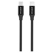 GreyLime Flätad USB-C / USB-C Kabel - 1m - Svart