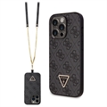 iPhone 15 Pro Max Guess 4G Strass Triangle Metal Logo Skal med Crossbody-rem