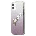 Guess Glitter Gradient Script iPhone 12 Mini Skal - Rosa
