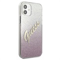 Guess Glitter Gradient Script iPhone 12 Mini Skal - Rosa
