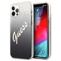 Guess Glitter Gradient Script iPhone 12/12 Pro Skal - Svart