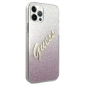 Guess Glitter Gradient Script iPhone 12/12 Pro Skal - Rosa