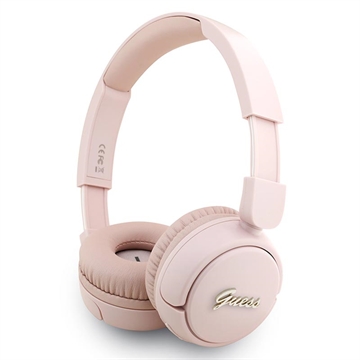 Guess Metal Logo Script Bluetooth 5.3 On-Ear hörlurar - Rosa
