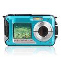 HD368 vattentät digitalkamera Full HD 2,7K 48MP 16X undervattenskamera med dubbla skärmar - blå