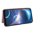 HTC Desire 22 Pro Plånboksfodral - Kolfiber - Roséguld