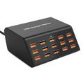 HW15 USB-laddningsstation med 15 portar och digital display - 100W - Svart