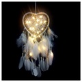 Hjärtformad Vägghängande Drömfångare LED Lampa - Vit