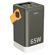 Hepu XXL HP211 60000mAh Powerbank med 2xUSB-C PD, 4xUSB-A - 65W - Svart