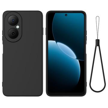Huawei Nova Y73 Flytande silikon skal med handrem - Svart